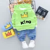 New Kid Boy Casual con cappuccio Set di abbigliamento Outfit 1 2 3 4 anni Cute Cartoon Lettera Stampa T-shirt e jeans Kids Boy Costume LJ201202