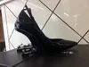 Nuovo con scatola Scarpe sexy Donna Cinturino con fibbia estiva Lettere Sandali congiunti Scarpe col tacco alto Punta a punta Moda Tacchi alti singoli