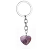Populär design natursten ctystal hjärta nyckelring nyckelring ring för älskare par gåva