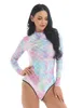 2022 High Stretchy Swimwear Long Sleeve Rash Guard Mermaid Scale Sun Protection One Piece Swimsuit For Women