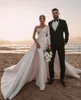 Arabic One Shoulder Mermaid Wedding Dresses 2021 New Sequins Sweep Train Overskirt Bridal Gowns Elegant vestido de novia