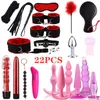 Adult Games Sextoys for Couples Bdsm Bondage Silicone Anal Butt Plugs Dildo Massaging Vibrator Kit Set Y201118