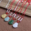 Hot sale Guanyin pendant imitation green jade Buddha necklace glass jewelry DMFN587 (with chain) mix order pieces Pendant Necklaces