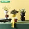 Personnage Portrait Résine Succulentes Plante Abstraite Visage Humain Pot De Fleur Maison Bureau Vase Micro Paysage Décor Y200709