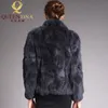 High Quality Real Fur Coat Fashion Genuine Rabbit Fur Overcoats Elegant Women Winter Outwear Stand Collar Rabbit Fur Jacket 201103