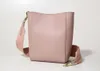 Borse a tracolla Borsa da donna in pelle da donna di marca vintage Borsa da donna con cinturino largo vero genuino Secchio 2 cinturini