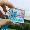 Hot Spaceman Keychain Astronaut Bag Charm Keyring Square Quicksand keychain Jewelry Glitter Moving Liquid Key Ring Creative Gift Opp Bag