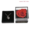 2019 Handmade Preservada Real Rose Jewelry Box Holder Flores Imortal Forever Blossom Presente de Aniversário Do Casamento Set para Mulheres Y200104