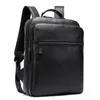 Luuafn Klassisches Design, schwarzer Laptop-Business-Rucksack für Herren, echtes Leder, Computertasche mit USB-Kabelanschluss, Herren-Tagesrucksack
