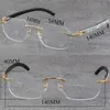 男性と女性のフレーム本物のナチュラルオリジナル白内側黒バッファローホーンフレーム男性女性光学木製眼鏡 18 18k ゴールドフレームメガネリムレス眼鏡ホット