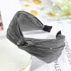 Moda Mulheres Brilhantes Brilhantes Headband Cor Pure Hairband Nó Cruz Pano Cabelo Band Headwear Bandas Cabelo Acessórios De Cabelo