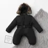 Winter Infant Baby Kleidung Jungen Mädchen Strampler Feste Jacke Mit Kapuze Overall Warme Dicke Mantel Outfit Schneeanzug Neugeborenen Nette Overall LJ201023