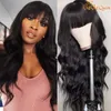 Body Wave Menselijk Haar Pruiken Met Pony Maleisische Remy Menselijk Haar Pruiken Voor Vrouwen Volledige Machine Gemaakt Lijmloze Pruiken met Pony