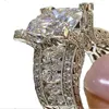 Top Sell Vintage Fine Jewelry 925 STRISTLING SREBRE MARQUISE CUT White Topaz CZ Diamond Schły Kobiet Weselna Zespół zaręczynowy Ring196b