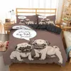 Homesky Cartoon Pug Dog Bedding Set Pug Dog Bed Set Duvet Cover Set King Queen Size Comforter Bedding Set Bed Linne 201021