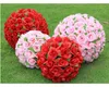 Simulation artificielle de 30CM 12 pouces de cryptage de haute qualité embrassant la boule de fleur rose pour la décoration de mariage festif du nouvel an