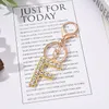 Letter Pendant Keychain Crystal Rhinestone Alphabet Key Ring Initial Capital A-Z Jewelry Chain Unisex Gifts