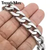 Heren Armband Curb Link Chain Polsband 316L Rvs Armband voor mannelijke sieraden Dropshipping Groothandel 13mm KHB83