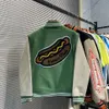 Designer-Mantel, Tigerkopf, Hot Dog, grüne Baseballuniform, von Menschen hergestellt, für Männer und Frauen, Paar, langärmelige Jacke