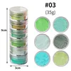 Polvere di pigmento al neon 6 colori / set Fluorescenza sfumata per unghie Glitter Estate Shinny Dust Ombre DIY Nail Art Decor Strumento per manicure