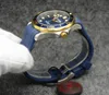 Orologi da uomo esterni automatici da 42 mm orologio per orologio in oro giallo Blue quadrante blu con cornice rotabile e trasparente CAS8699126