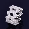 Hot Miami Cuban Chain Mäns Ring Guldfärg Iced Out Full Zircon Hip Hop Ring Rock Smycken