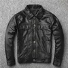 Casaco de couro genuíno de casaco de qualidade de qualidade plus size motocicleta jaqueta roupas slim preto cowskin jackets de couro real lj201030
