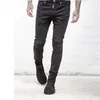 Jeans pour hommes Hi-Street Hommes Ripped Frayed Rider Hommes Biker Moto Lavé Bleu Noir Moto Joggers Skinny Male Denim Pants1