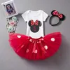 Baby Girls Christmas Dress 2 Year Old Birthday Sukienka dla niemowląt Dziewczyny Najpierw Urodziny Outfits Mouse Moddler Girl Chrzest Dress Q1223