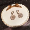 Pendientes de tuerca de diseñador de moda con colgante de flor de Camelia de cobre y circonita de diamante brillante para mujer S Sier Post