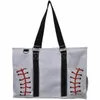 Partihandel Baseball Tote Olika Stil Baseball Stitching Väskor 5 Färger Mesh Handtag Axelväska Stitched Print Handväska Canvas Sport Travel Beach