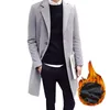 Men's Trench Coats Men Classic Fashion Wool Thick Nice Solid Color Black Red 4XL Medium-Long Slim Fit Overcoat Male Outerwear