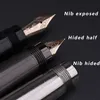 Герой H718 Fountain Pen 10K Gold Nib Ротационные поршневые чернила Преобразователь чернил скрытый Гибкий Nib Бизнес офис Подарочная коробка T200115