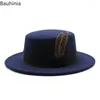 Stingy Brim Hats Bauhinia Retro Imitation Woolen Felt Fedora Caps Women Men Winter Panama Top Jazz Hat European American Elegant R9630575