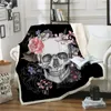 Sugar Skull Print Blanket Super Soft Warm Winter Flower Sherpa Fleece Throw Blanket Bed Cover Bedspread For Adult Sofa Couch Car 201222