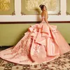 Coral Classy Beaded Plus Size Ball Gown Quinceaneraドレス