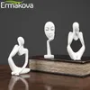 ERMAKOVA Thinker Statue Abstract Resin Sculpture Mini Art Decorative Desk Figurine Thinker Figures Office Bookshelf Home Decor 220258n