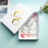 Cartão acrílico com impressão colorida personalizada, cartão de convite de casamento, ouro transparente, folhas1238u