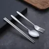 Portabelt rostfritt stål bestick med lagringsbox Chopstick Fork Spoon Flatware Kit Högkvalitativ resebordsuppsättning DBC BH 28427760