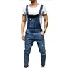 Jeans Masculino Masculino Casual Calças Skinny de Cor Sólida Jardineiras Calças Slim Fit Macacões Macacão Masculino Jump Suit Denim Para Homens193o