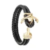 Bracelets de charme Hommes Titane Acier Vintage En Cuir Véritable En Acier Inoxydable Ancre Brassard Bijoux De Mode Bracelet Accessoires1 544