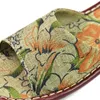 Tryckta linne tofflor för familjens sommarko muskel tungbottnad kvinnor sandaler inomhus golv glid hem platta skor y200423