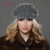 LILIYABAIHE NIEUWE Stijl Vrouwen Winter rand gebreide wol angora Geometrische nertsen bloem decoratie cap Dubbele warme muts Y2001026464403