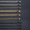 Pulsera chapada en oro de 14 quilates para hombre de 3 mm a 11 mm, cadenas de eslabones cubanos para mujer, pulseras de muñeca de Color negro plateado con acera de acero inoxidable 272s