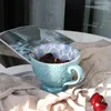세라믹 핸드 페인트 커피 컵 창조적 인 빈티지 컵 카페 바 용품 엠보싱 성격 우유 아침 컵 창조적 선물 T200506
