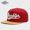 Pangkb Marka Fastball Cap Brooklyn Faux Suede Hip Hop Czerwony Snapback Hat dla mężczyzn Kobiety Dorosłych Outdoor Casual Sun Baseball Cap Bone Y200110
