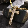 Cubic Zirconia Iced Out Cross Pendants Necklace for Men Women New Hip Hop Bling Micro Paved CZ Stone Rapper Jewelry Rose 18K Real 235u
