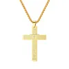 Gold schwarze Schriften Kreuz Halskette Edelstahl Goldketten Kreuz Anhänger Damen Herren Modeschmuck Testament und sandiges Geschenk