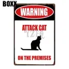 2021 Warning Beware Attack Cat Watch Dog on Duty Pet Metal Plate Wall Pub Restaurant Home Art Decor Iron Poster Cuadros Garage Dec7940425