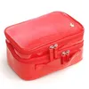 Nxy Cosmetic Bags Korean for Ladies Portable Large Capacity Storage Fashion Solid Color Doule Layer Travel Make Up Handbag 220303